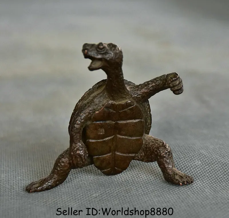 3,2-дюймовая старая китайская медная статуя фэн-шуй животного черепаха и долголетия - латунная скульптура животного 3,2-дюймовая старая китайская медная статуя фэн-шуй животного черепаха и долголетия - латунная скульптура животного