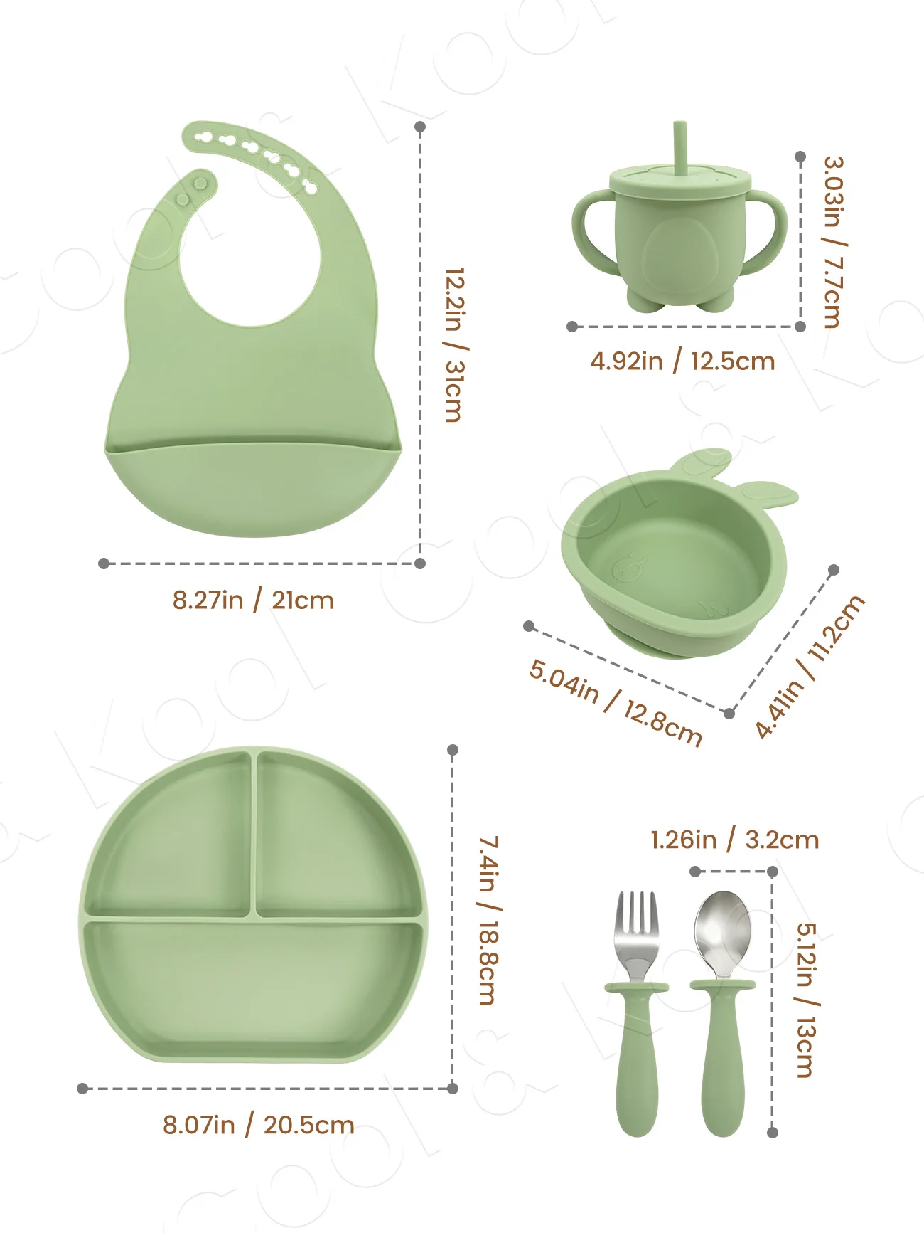 6Pcs Baby Feeding Set, Silicone Plate Bowl & Straw Cup, Customized Kids Tableware, Newborn Gift Supplies