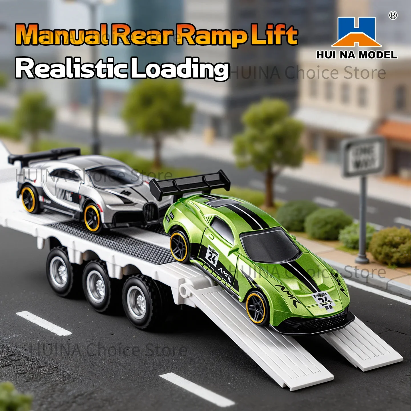 New 1:64 Huina 9900 Rc Truck Flatbed Tractor Truck 12-Channel Rc Car Mini with Light 2.4G Proportional Precise Control Toy Gifts