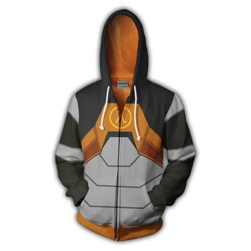 Sudadera con capucha con estampado 3D del dr. Gordon Freeman para hombre, chaqueta con estampado de media vida, abrigo de primavera y otoño, Tops, disfraz de Cosplay, regalo de Navidad