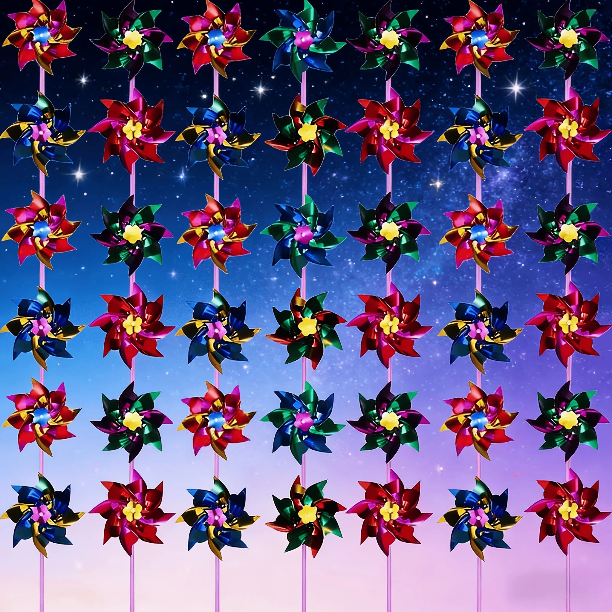50 Stück Plastik-Laser-Glitzer-Windräder, Bunte Windmühlen für Gartendekoration, DIY Outdoor-Spinner für Gartenparty Rasendekoration – Detail 9