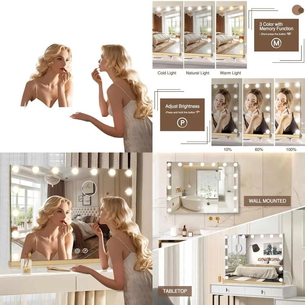 

22.8 x 19 LED-Illuminated Vanity Mirror with Touch Control and 3 Adjustable Light Colors