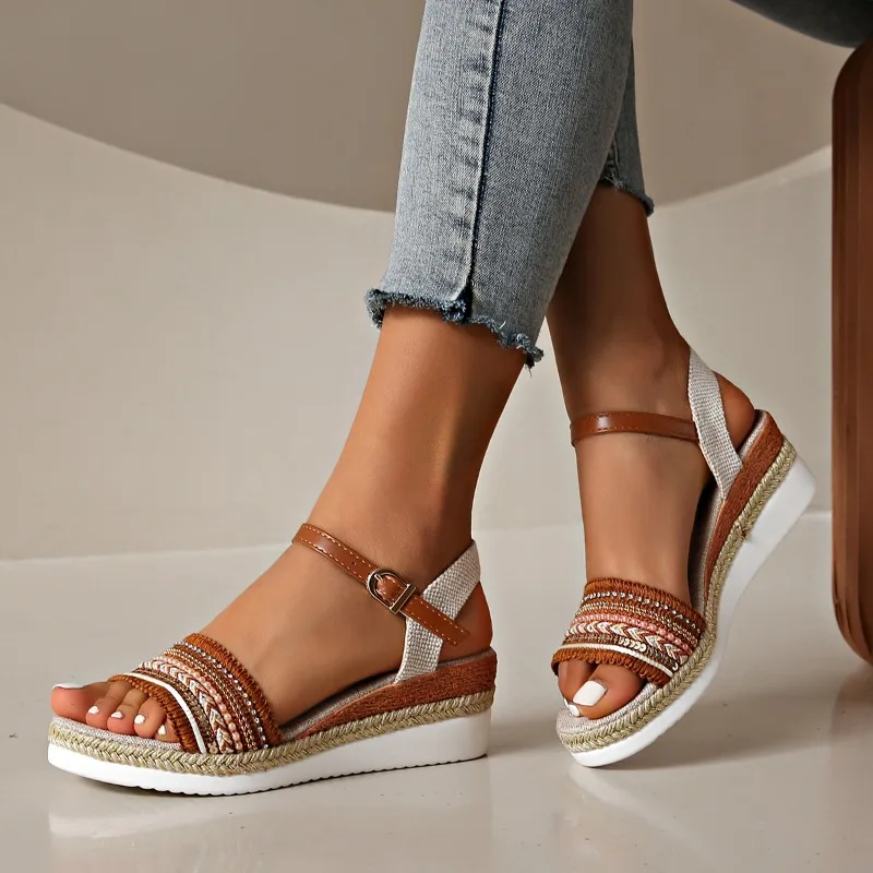 

Летние женские сандалии на платформе, мягкая обувь, элегантные женские сандалии на танкетке, женская обувь для вечеринок, женские туфли на шпильке