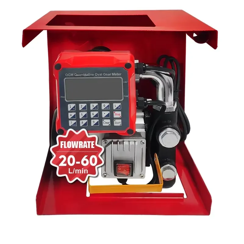 12V Electric Diesel Fuel Pump for Manual or Automatic Nozzle AC 110V 220V Dispenser Pump Set with Flow Meter