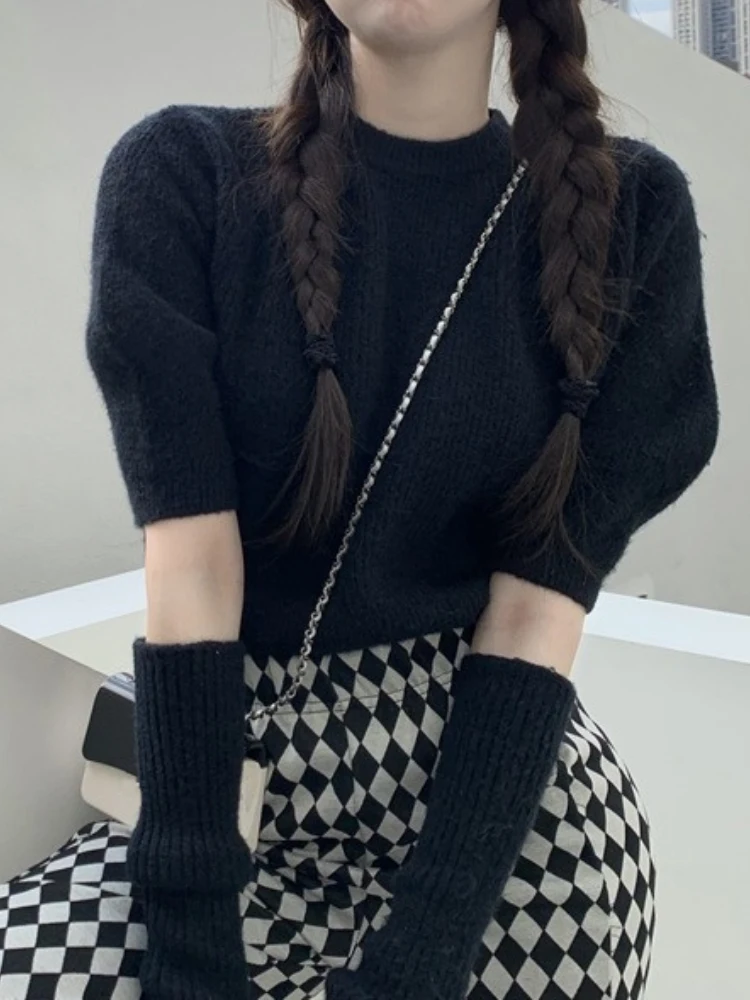 Elegant 2022 Spring Knitted Sweater Women Casual Long Sleeve Pullover Korean Y2K Crop Tops Female Fashion Clothing French Blouse