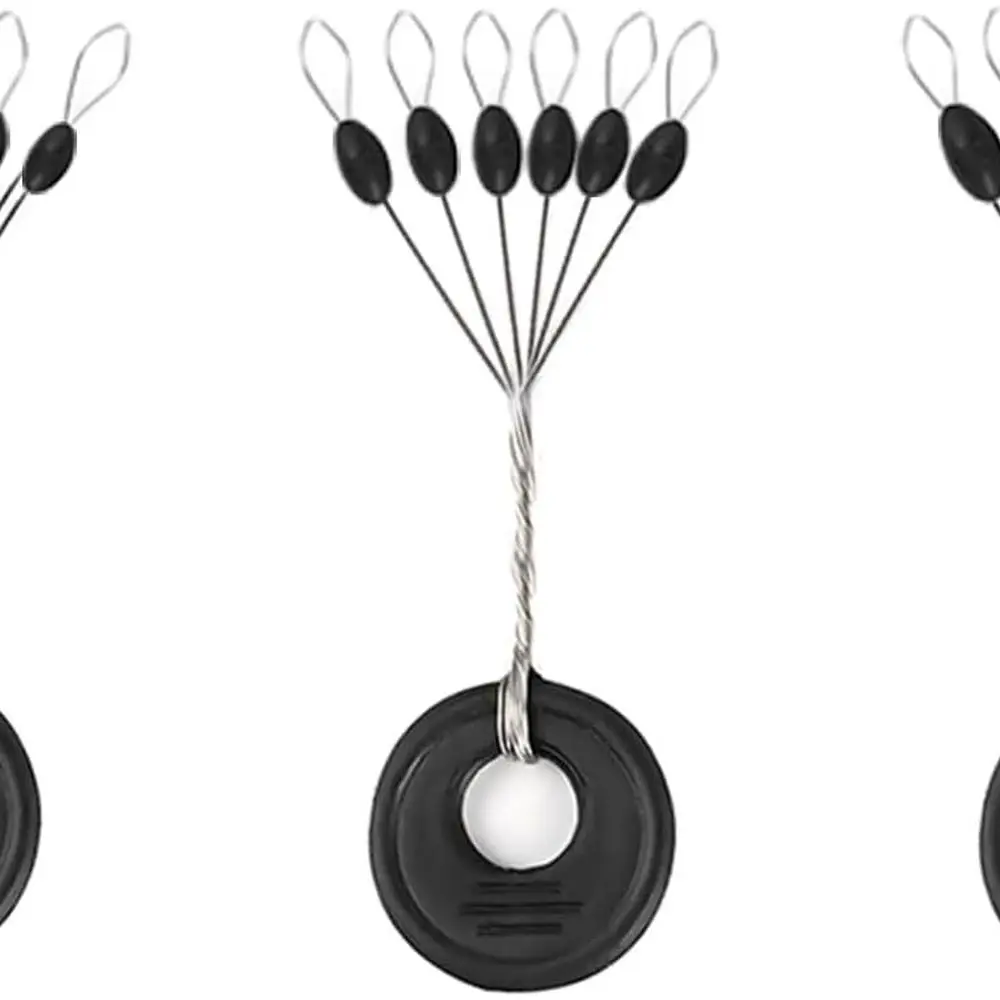 طقم بوبر لصيد السمك مكون من 720 قطعة: سدادة مطاطية سوداء، 6 مقاسات، L، M، S