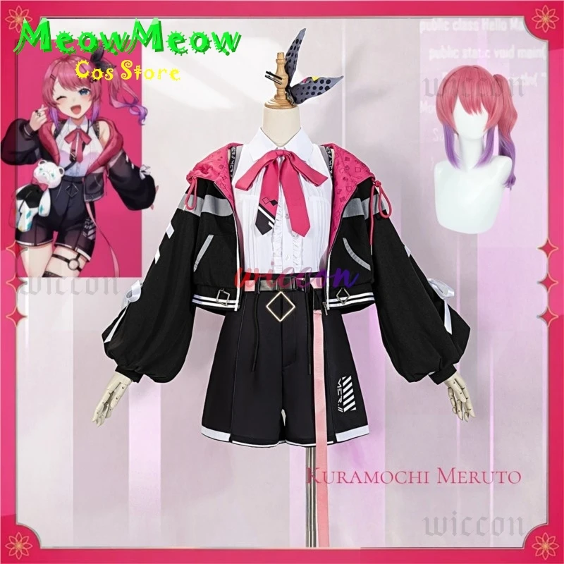 

VTuber Kuramochi Meruto Cosplay Costume Wig Women Cute Dress Skirt Coat Uniform Accessories Halloween Carnival Party Outfits
