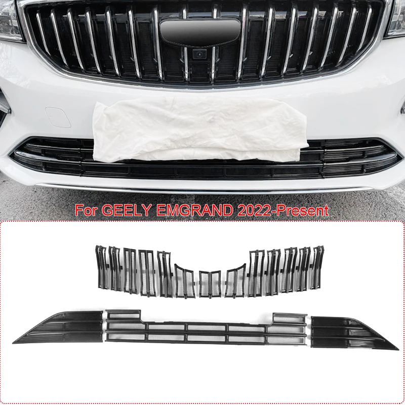Car Modify ABS Front Buckle Insect Proof Net For GEELY EMGRAND 2022-2026 Auto Front Bumper Center Intake Grille Cover Accessory