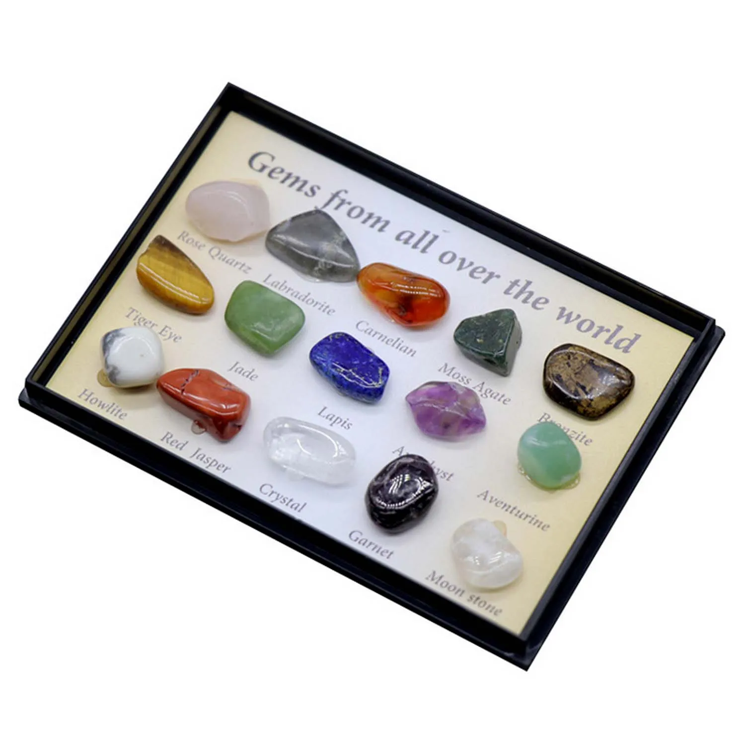 Gemstone Mineral Natural para Estudantes, Rocha Irregular, Conjunto de Coleção Educacional, Presentes de Natal, Decorações, 15pcs