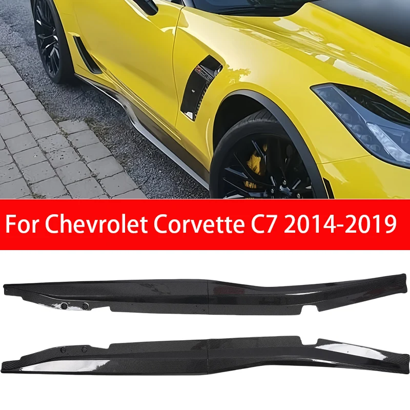 Falda lateral de fibra de carbono para Chevrolet Corvette C7 2014-2019, Kit de cuerpo divisor de difusor de alerón de labio inferior de puerta de parachoques lateral