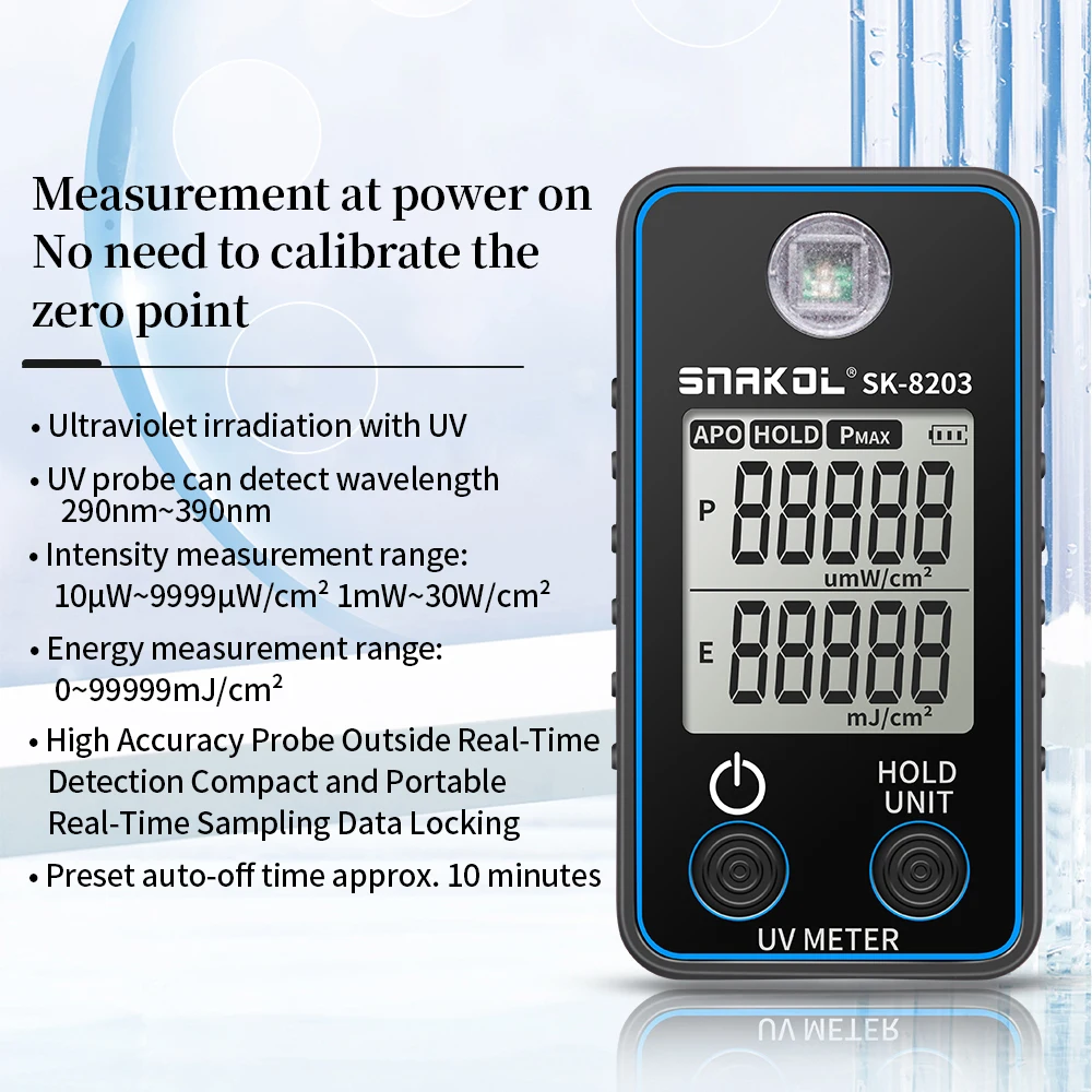 SK8203 Digital UV Illuminometer Professional UV Tester Ultraviolet Meter uvb Measurement Portable Photometer Uveometro Detector