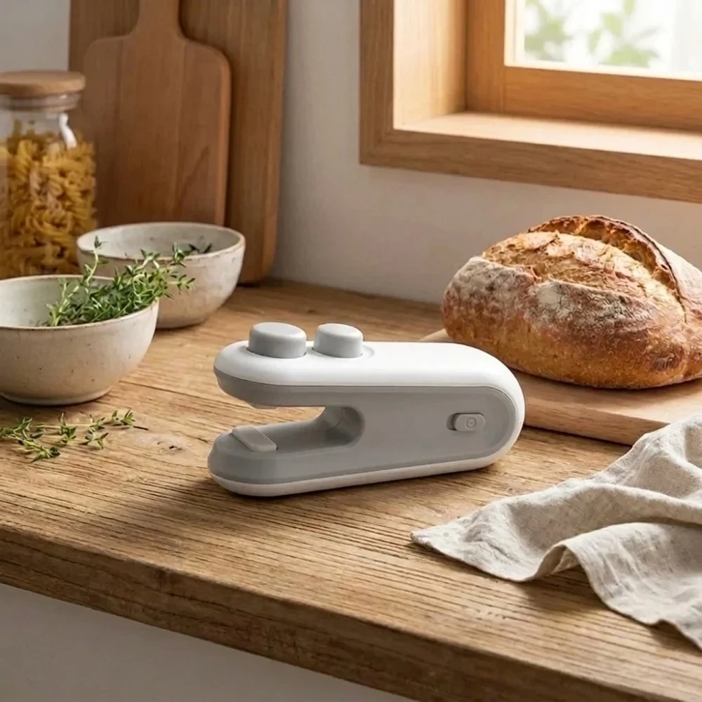 

2-in-1 USB Rechargeable Handheld Mini Heat Sealer & Cutter Portable Sealing Machine for Plastic Storage Bags Food Packages Kitch
