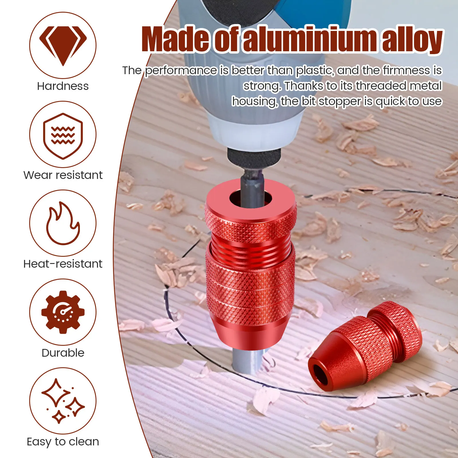 2/4Pcs Adjustable Drill Depth Stop 30-34mm/49-54mm Drill Bit Stop Collar Set with Nylon Inner Ring AluminumAlloy for Woodworking