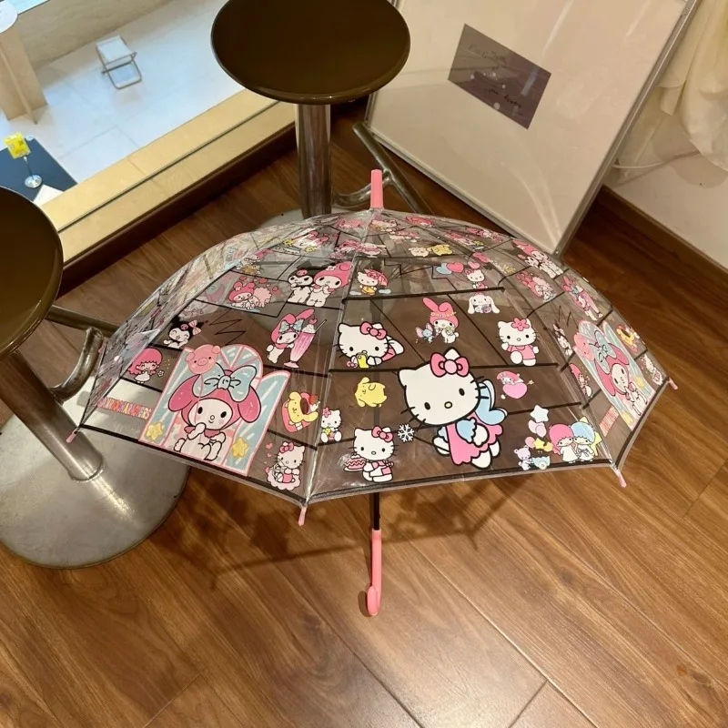 New 2026 Sanrio Hangyodon Transparent Umbrella Kuromi Automatic Cinnamoroll Windproof Thick Portable for Teen Girls Daily Toys view 3