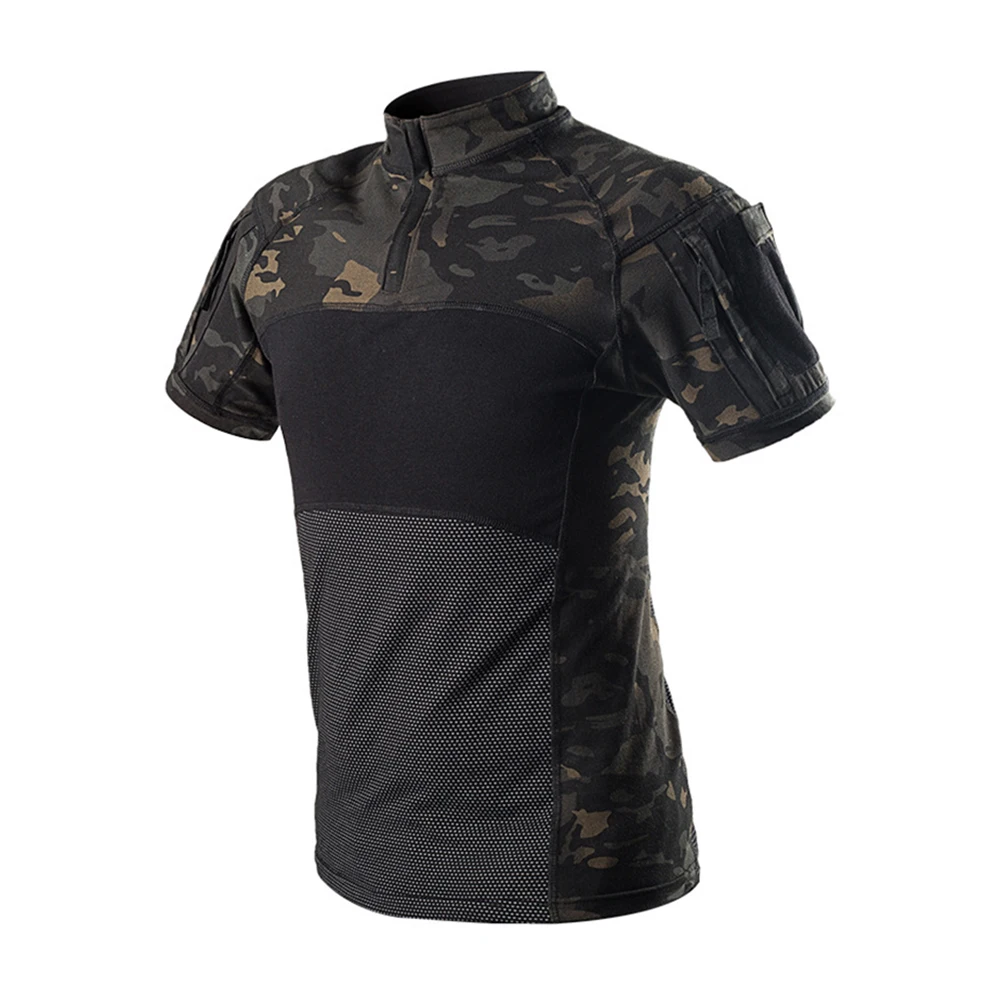 Military Tactical Short Sleeve Camouflage T Shirt Men\'s Black Camo Hiking Hunting Shirts Army Airsoft Paintball Combat Clothing