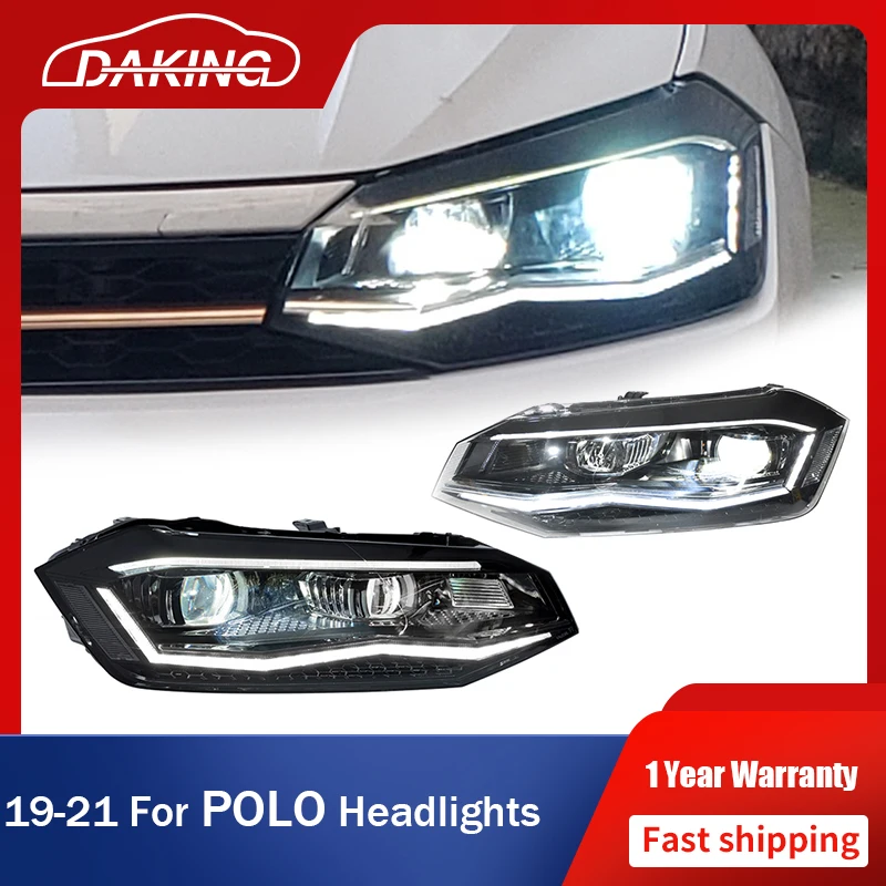 

Новые фары для VW Volkswagen Polo Plus 2019-2024 GTI Poloplus, передние фары LED DRL с анимацией, сигнальные лампы, биксеноновые линзы