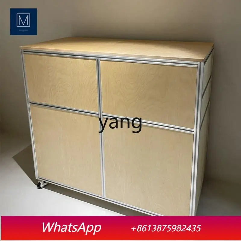 LHH  Modern Simple Birch Ocean Panel Dining Side Cabinet Living Room Aluminum Profile Solid Wood Locker