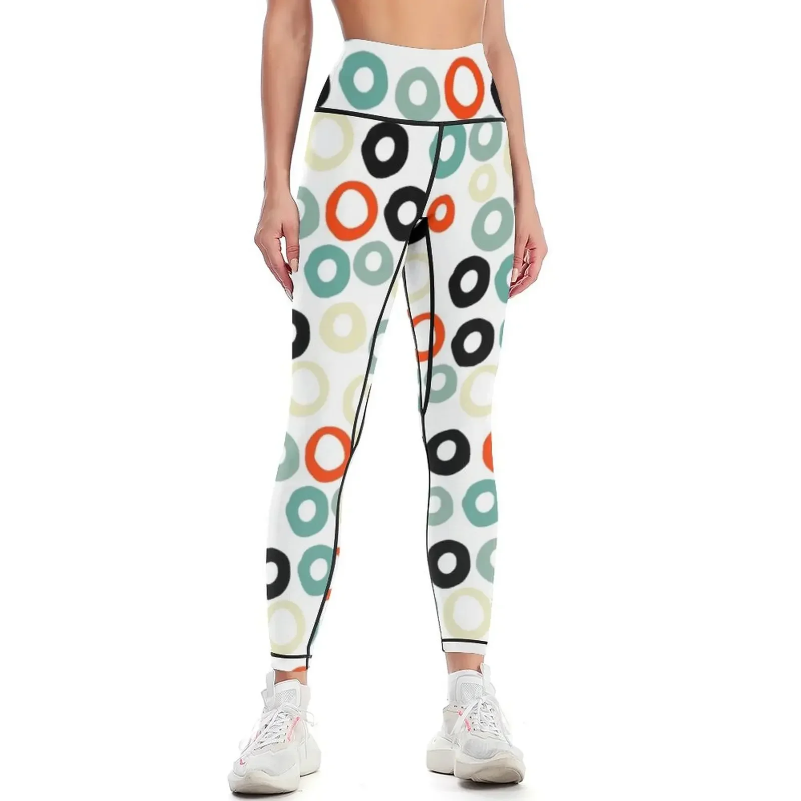 

Hand painted pastel red green ivory watercolor polka dots Leggings Leginsy push up gym wear Women's fitness Womens Leggings