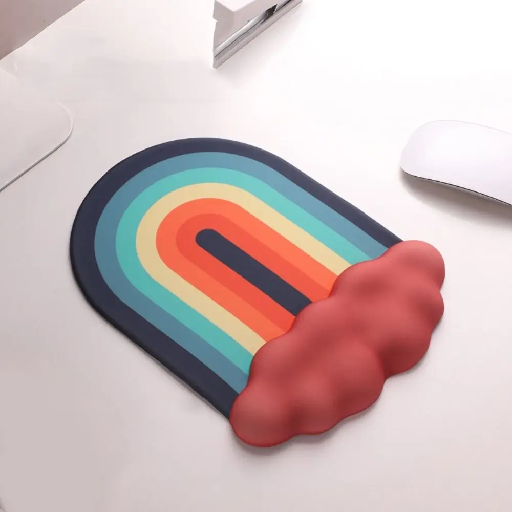 Wrist Protector Cute Cloud Rainbow Mouse Pad Silicone Ergonomic Keyboard Wrist Rest Non Slip Washable Mouse Mat Computer Setup