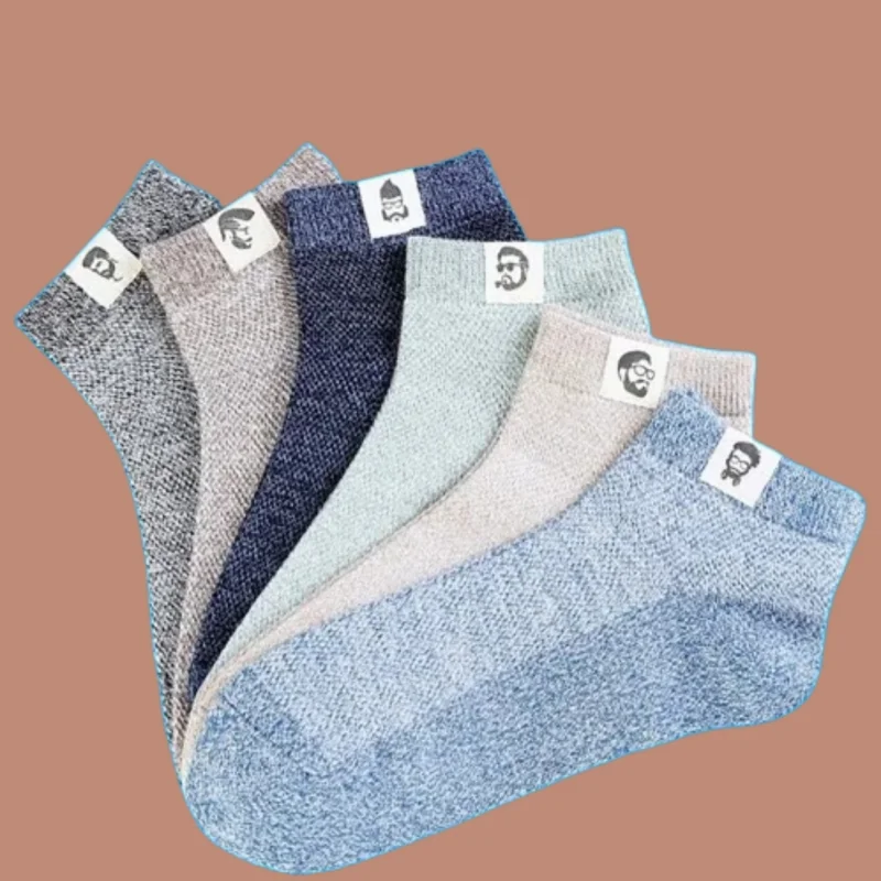 Chaussettes courtes en maille de coton mince pour hommes, chaussettes de sport respirantes, chaussettes de loisirs à la mode, étiquette grill, été, nouveau, 6/12, 2024 paires