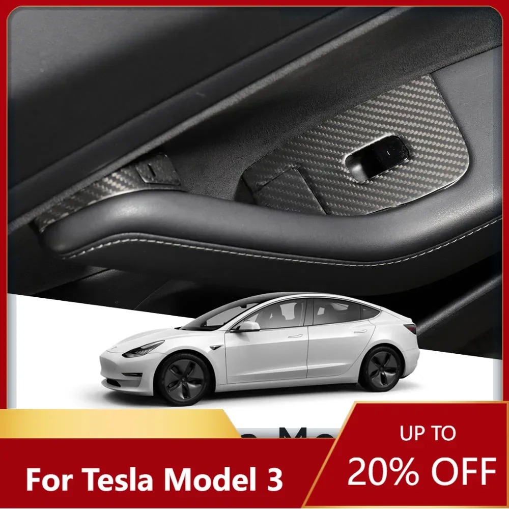 

New！ For Tesla Model 3 Car Accessories Interior Model3 2021-2023 Matte Carbon Fiber Window Button Center Control Dashboard Patch