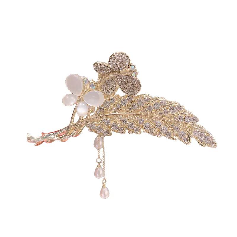 New Metal Advanced Hair Clips Temperament Grip Clip Hair Accessories Wheat Ears Butterfly Clip the Back of the Head Flowers TASS