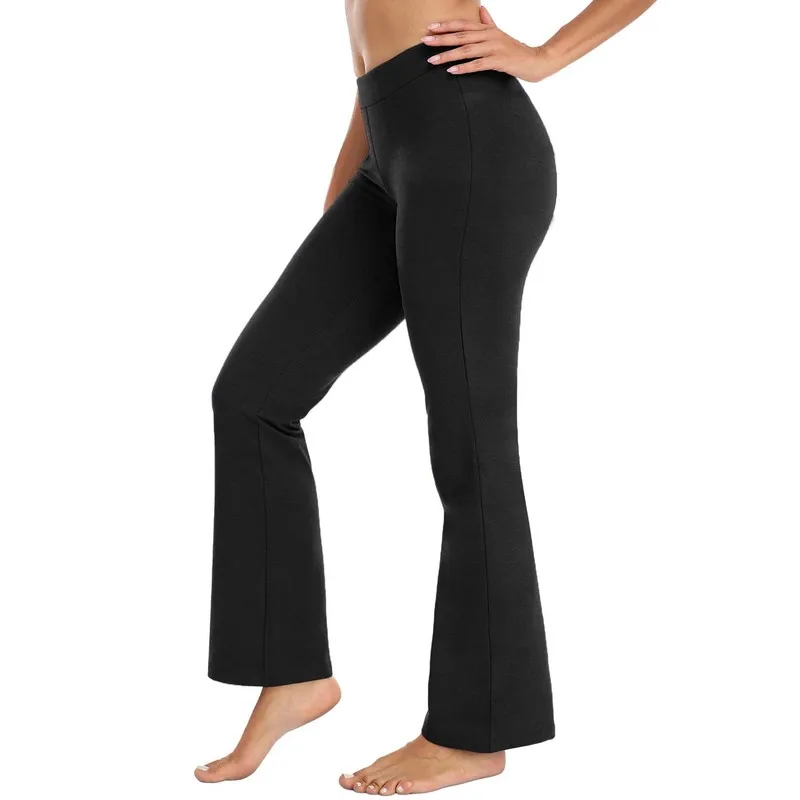 2025 moda flare calças femininas cintura regular confortável emagrecimento preto diário escritório respirável