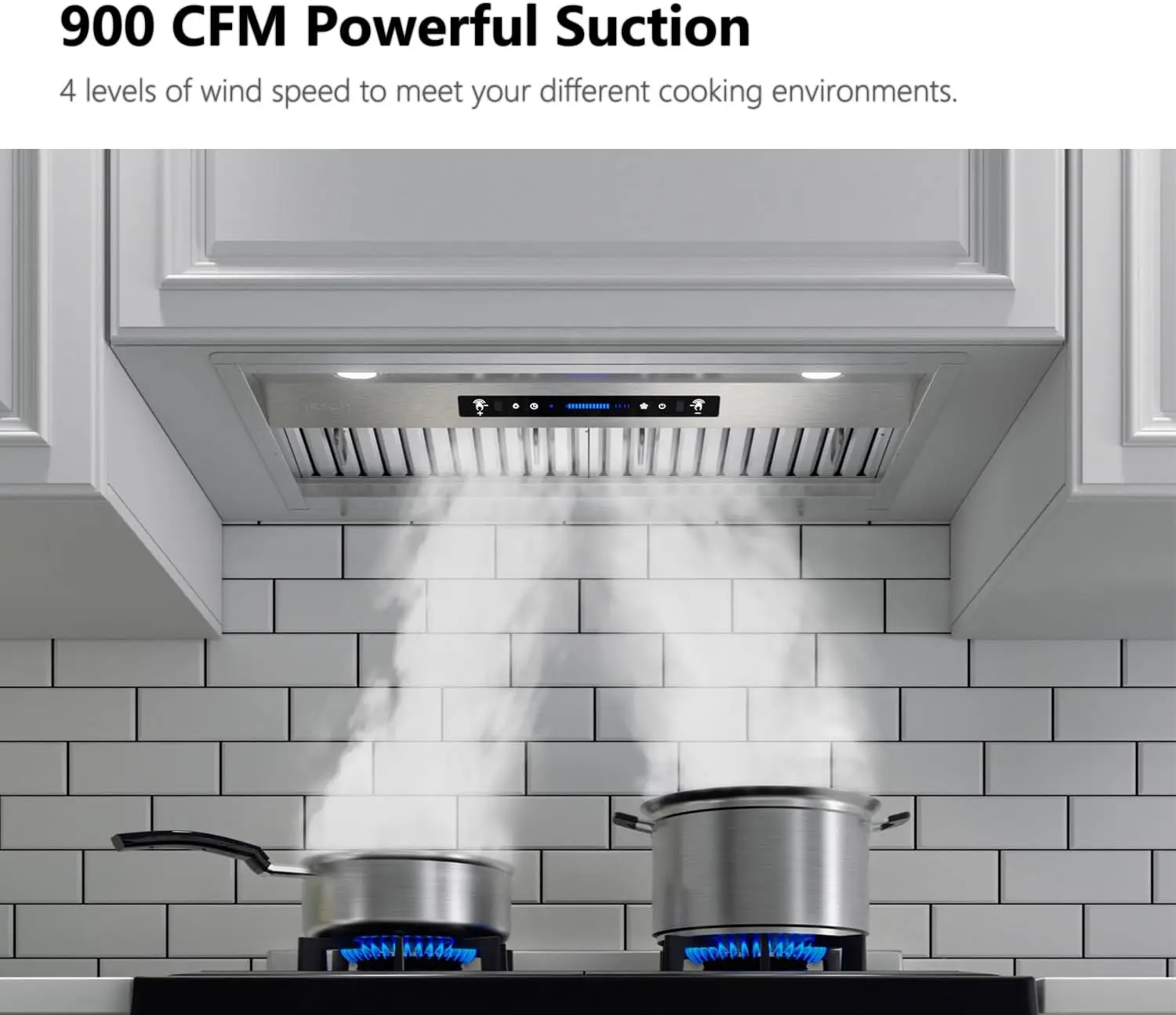 30 inch Built-in/Insert Range Hood 900 CFM, Ducted/Ductless Convertible Duct, Stainless Steel Kitchen Vent Hood