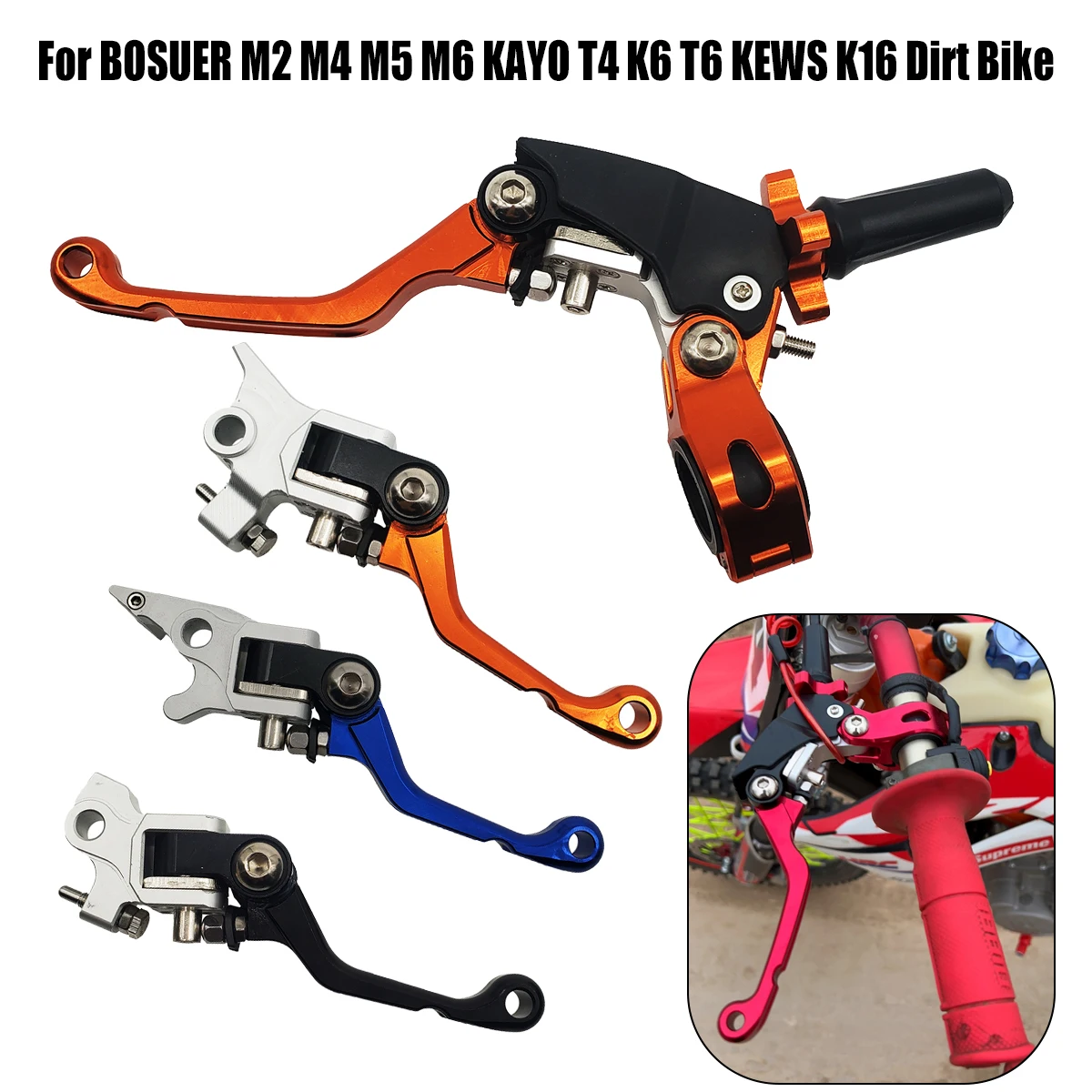 

360° CNC Short Style Labor-saving Anti-slip Folding Brake Clutch Lever For BOSUER M2 M4 M5 M6 KAYO T4 K6 T6 KEWS K16 Dirt Bike