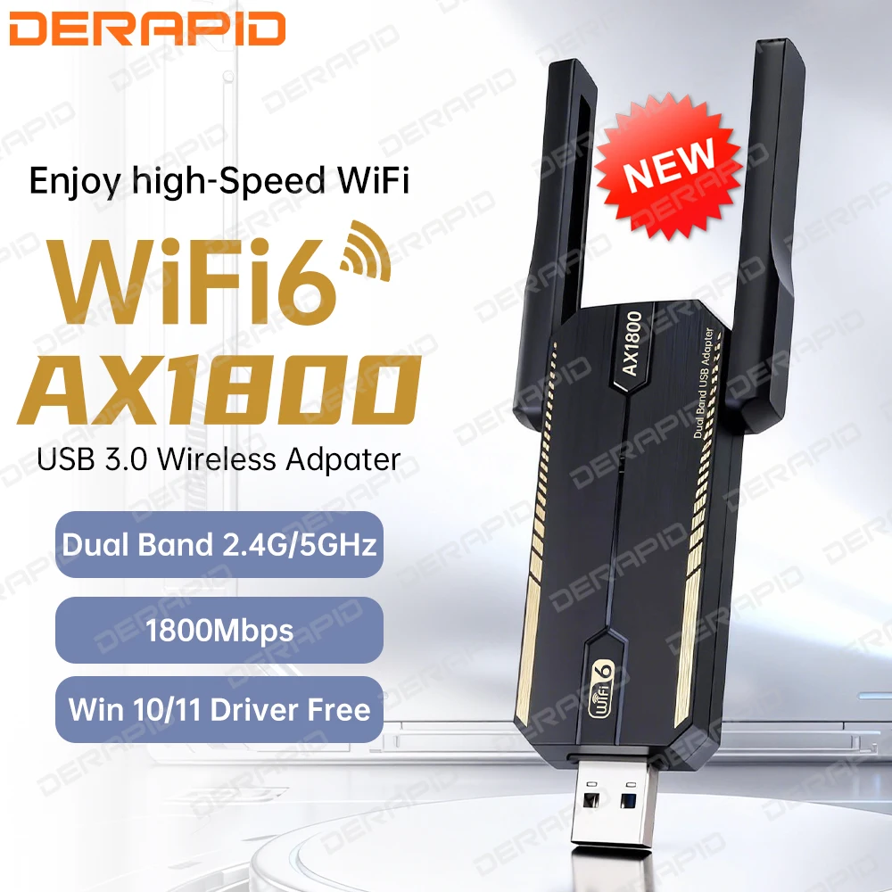 AX1800 WiFi 6 USB 3.0 Adapter Dual Band 2.4G/5Ghz Network Antenna Card Wireless Desktop Laptop 802.11AX Driver Free For Win10/11
