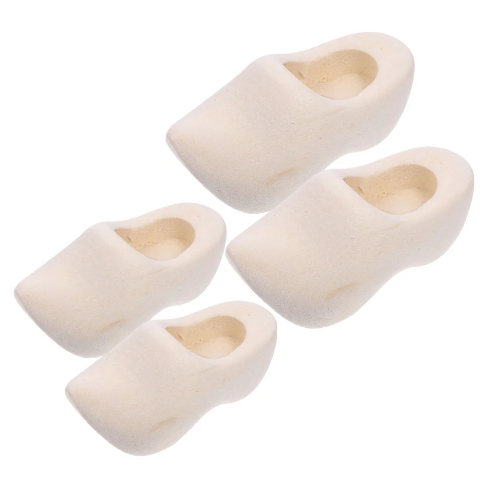 Set of 5 Clogs Mini Wooden Shoes Ornament Graffiti Painting Toy Model DIY Craft Supply for House