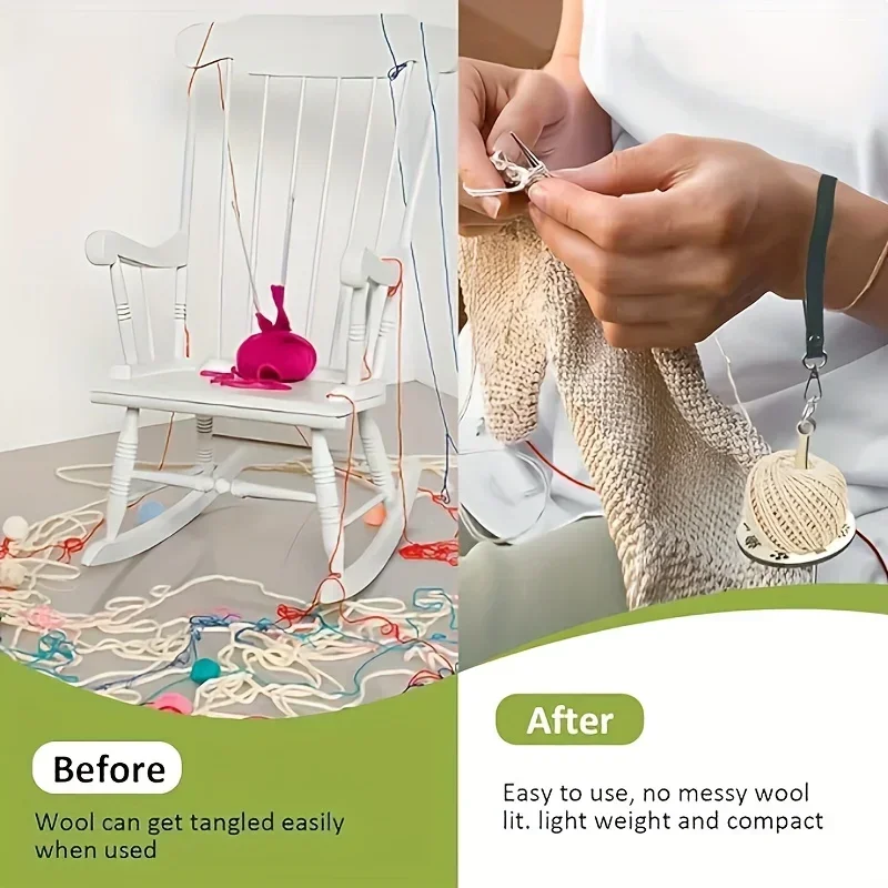 2026 new wooden yarn reel with 5 unique patterns, includes detachable management tool, suitable for knitting & crochet lovers