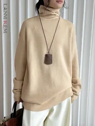 [LANMREM] Wool Knit Sweater For Women Turtleneck Long Sleeve Warm Female Pullover Office Lady Tops 2024 Winter New 26C858