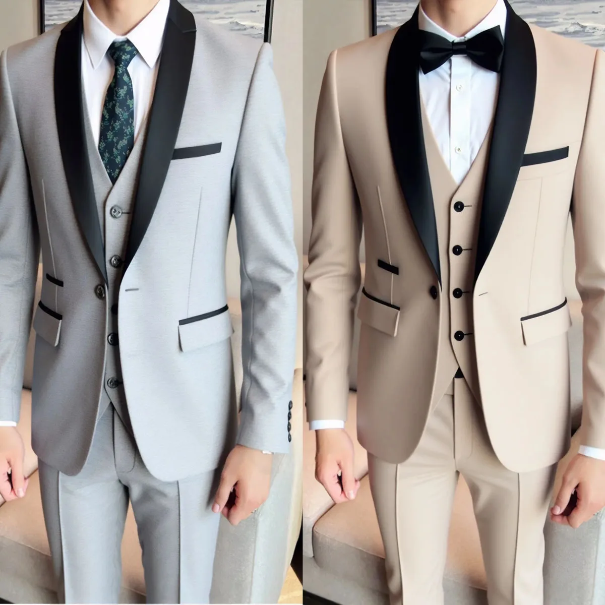 

Beige Suit Men Business Tuxedos Formal 3 Piece Set Jacket Vest Pants Single Breasted Groom Groomsman Prom Wedding Party 2025 New