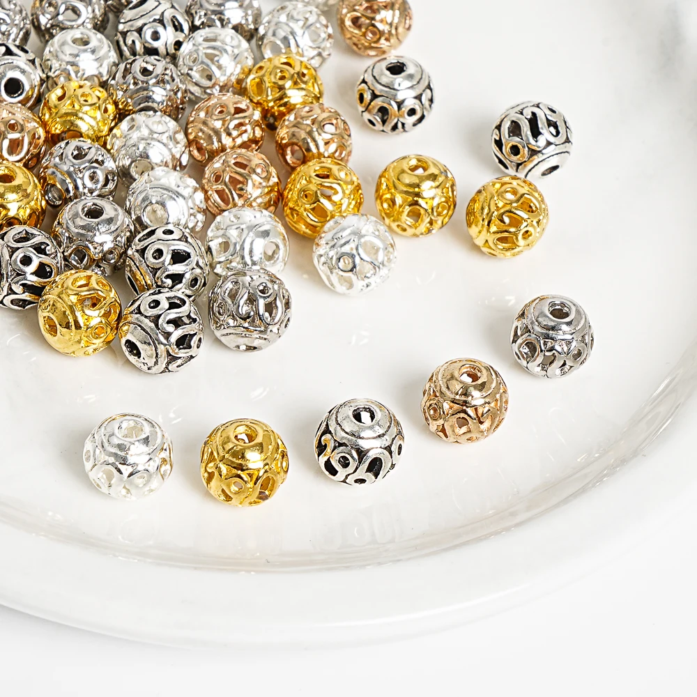 

8mm Antique Silver Round Beads for Jewelry Making Perfect for DIY Necklaces Bracelets Earrings Bulk Metal Beads for Crafting