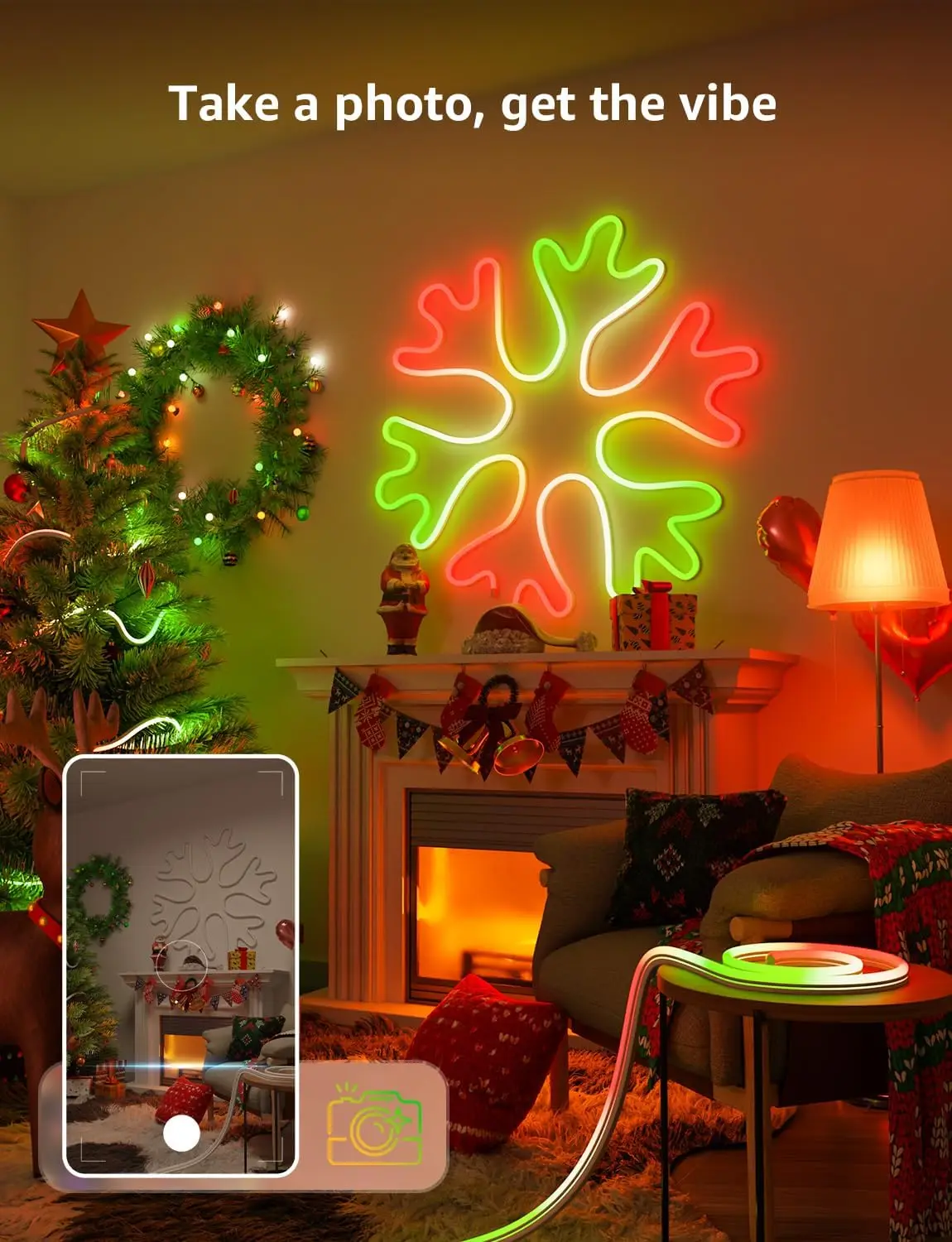 Smart RGB Rope Lights with AI Designer, Music Sync, Voice Control via App, 9.84ft Wi-Fi & Bluetooth LED Strip