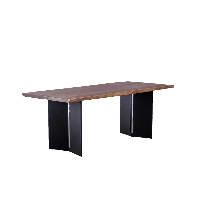 

Solid wood creative simple board table legs personalized camera carbon steel V-shaped table office meeting