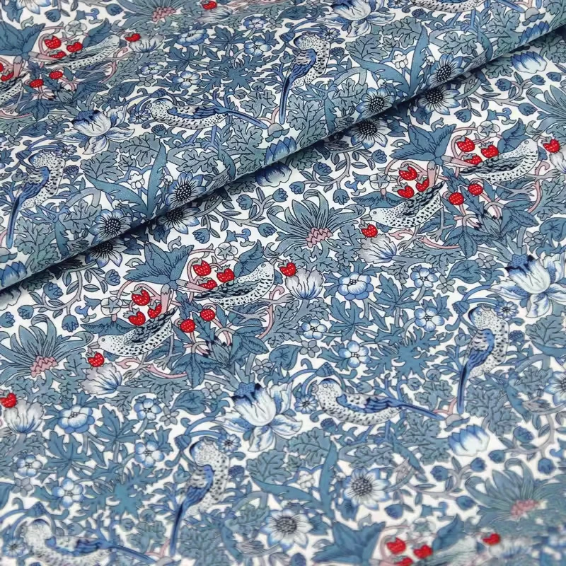 

1/2/3/5/10M Strawberry Thief 100%cotton 80S High Count Poplin Printing Fabric Sewing Children's Wear shirt dress handmade fabric