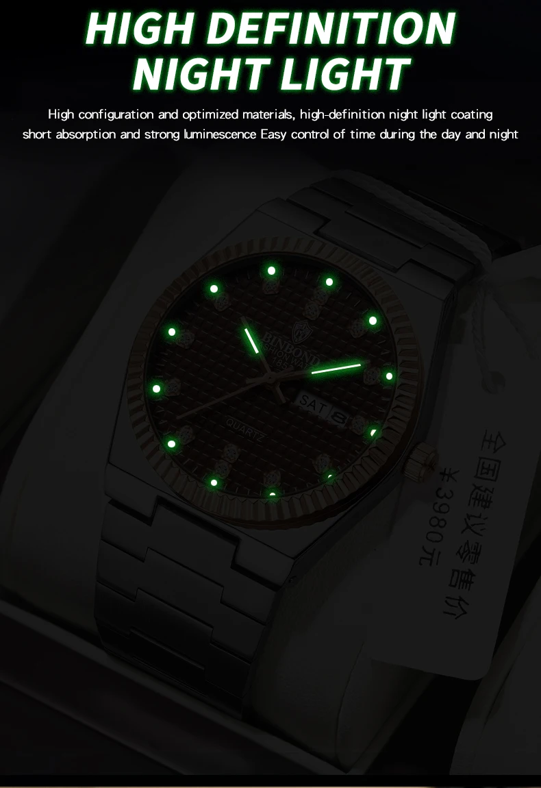 BINBOND Hot selling B301 New Fashion and Casual Men\'s Watch Super Player Series Nightlight Fashion Trend Waterproof Men\'s Watch