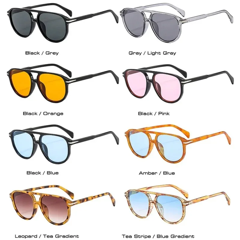 Retro Double Bridges Pilot Men Rivets Sunglasses Fashion Brand Designer Women Luxury Sun Glasses Shades Eyewear UV400 view 6
