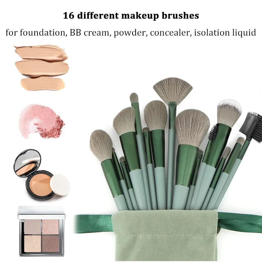 Make-up-Pinsel, 30-teiliges Make-up-Set, Foundation-Pinsel, Lidschatten-Pinsel, Make-up-Pinsel-Set, grün, 30-teiliges Set