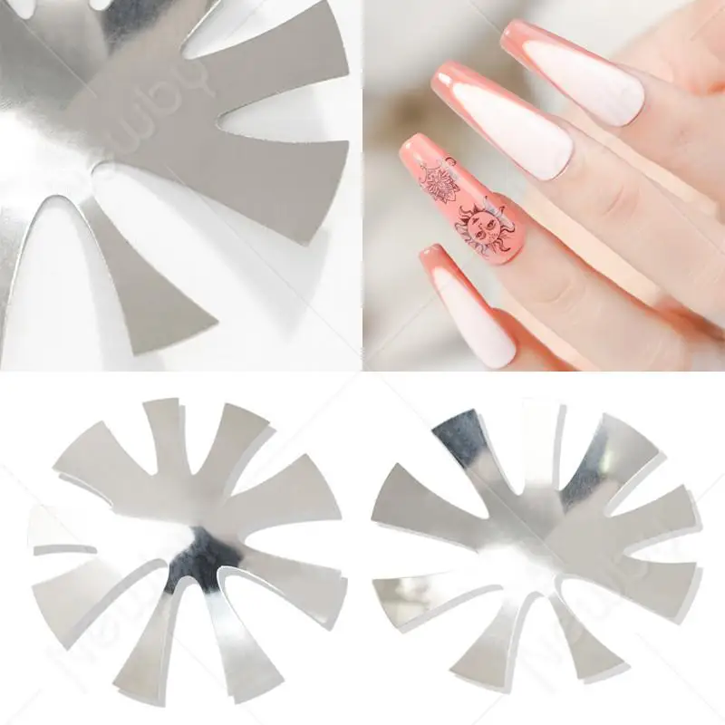 Pro 9 Sizes Easy French Smile Cut V Line Almond Shape Tips Manicure Edge Trimmer Nail Cutter Acrylic Pink White  Nails