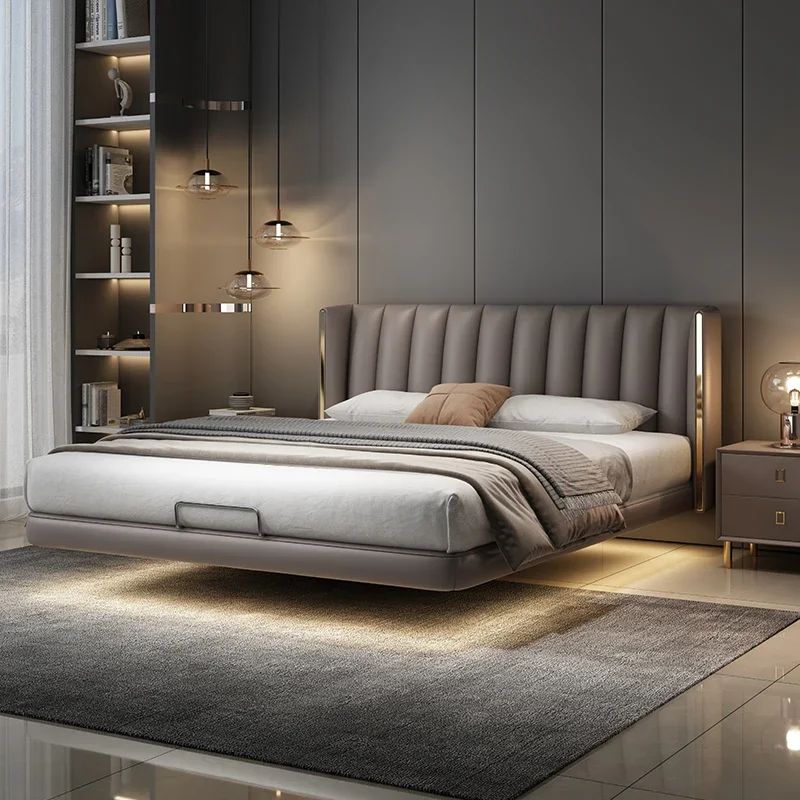 

Elegant Luxury House Double Bed Frame Pretty Unique Villa Adults Double Bed Leather Italian Cama Box Casal Bedroom Furniture