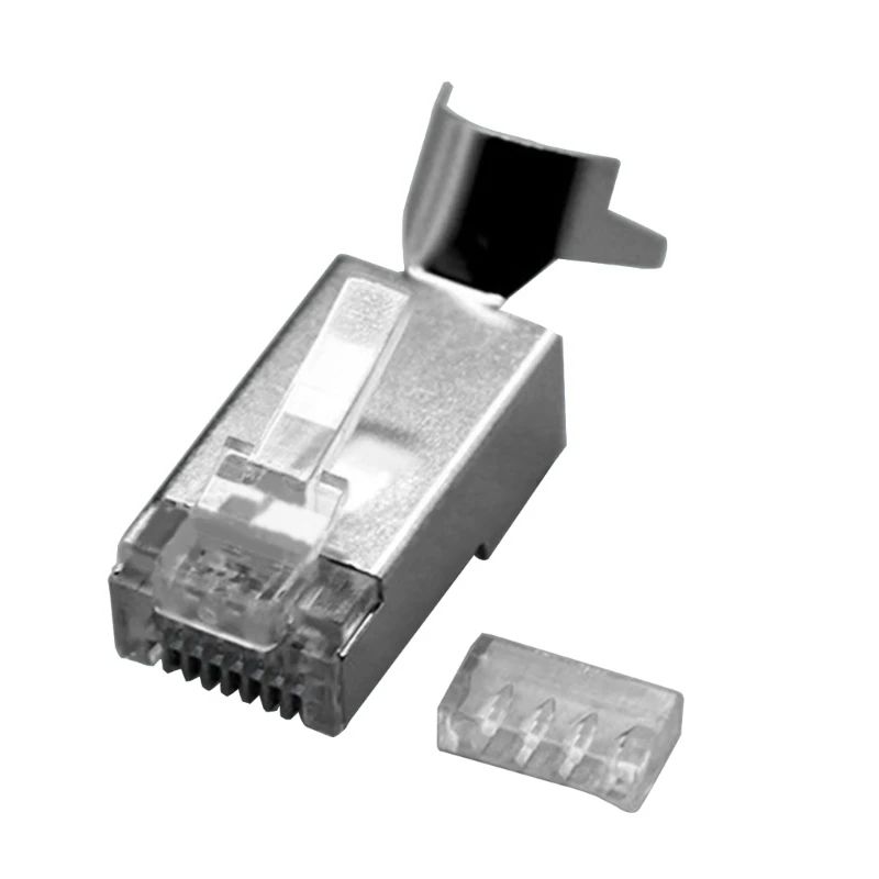 HX6A 3Prong Gold Plateds RJ45 Plugs For Cat6A Stranded Cable Supports 10 Gigabit Speed And Secure Connectivitys