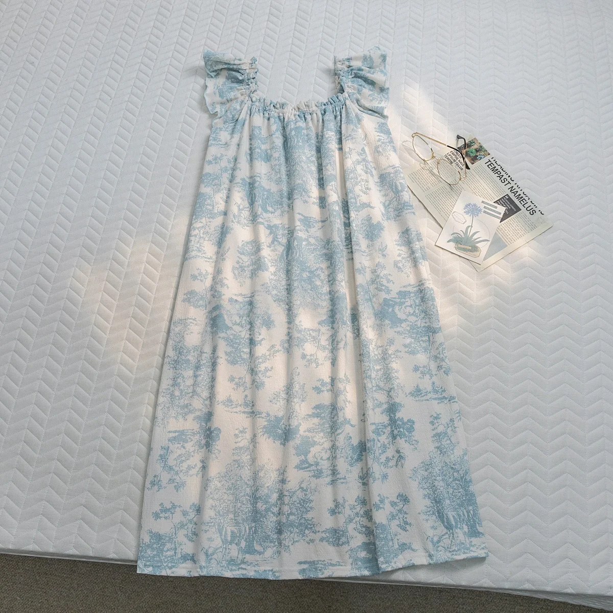 

Loose Fit Pure Cotton Svel Princ Sle Summer Spwear Women's New Sweet Printed Home Clothes Comfortable Nightgown