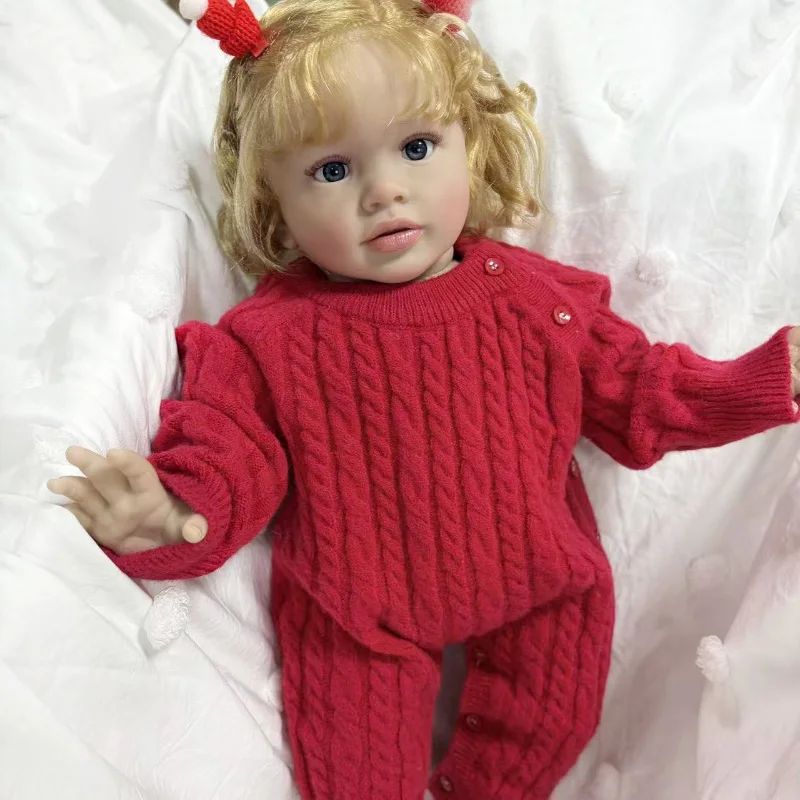24인치 리본 유아 인형 피파 사랑스러운 리본 베이비돌 3D 피부와 눈에 띄는 정맥 사진과 동일 크리스마스 선물 장난감