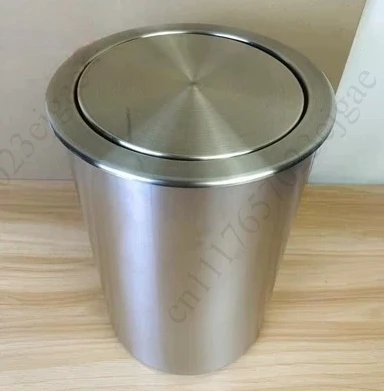 Built-in Countertop Trash Can 5.5L Round Stainless Steel Swing Lid Recessed Embedded Garbage Bin for Kitchen Cabinet Waste