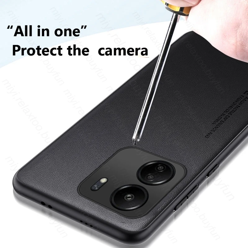 Plain Skin Leather Back Cover For Xiaomi Redmi 13C 4G Case Soft Bumper Silicone Shockproof Coque Redmi13C Redmi 13C 13 C C13 4G