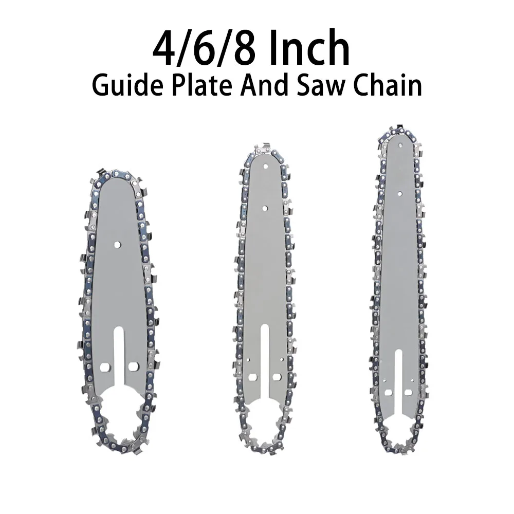 

4/6/8 Inch 1/4 Chains and Guide Bar Mini Steel Chains Electric Saw Blade Power Tool Saw Accessory Replacement Wood Cutting