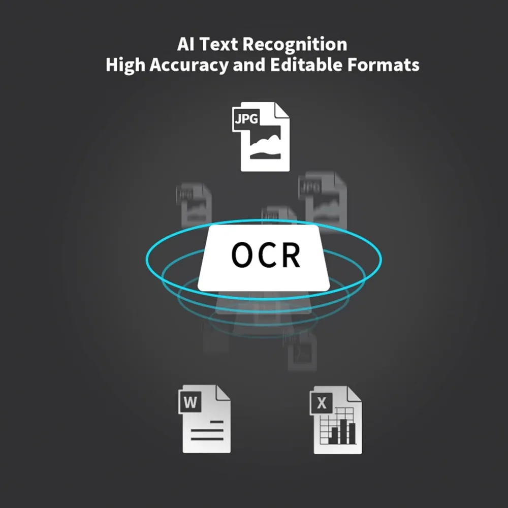 Portable Book Scanner, A3 Document Scanner, Auto-Flatten & Fingerprint Removal Technologies, Multi-Language OCR, 90° Foldable,